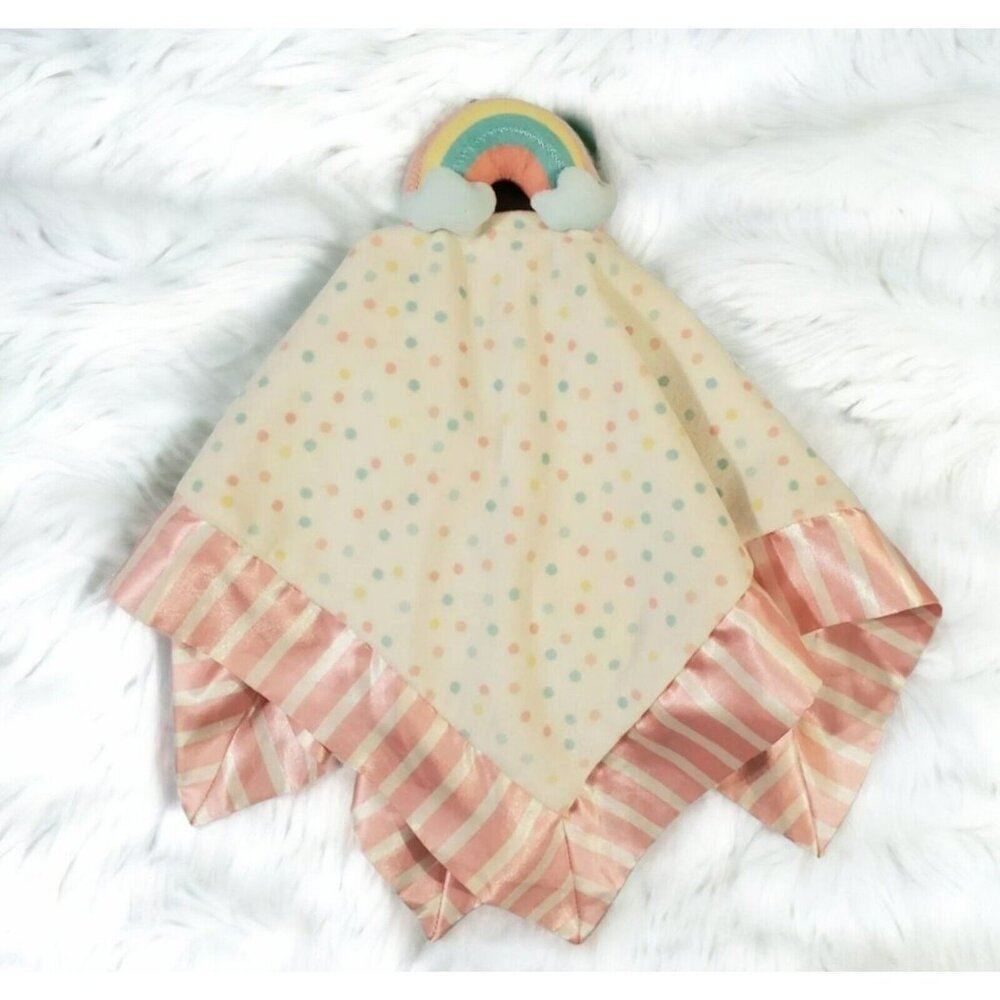 Matilda Jane Lovey Security Blanket Dream Chasers Rainbow Satin Trim Polka Dots